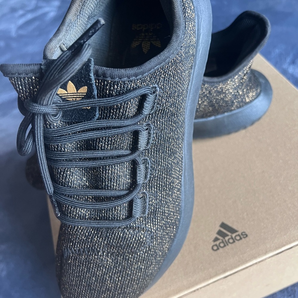 Adidas Kids' Black and Gold Sneakers